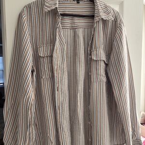 Pleione Striped Blouse in Brown and White